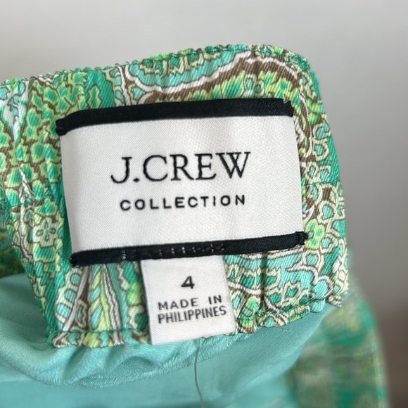 NWT J. Crew Ratti Paisley Wide Leg Pant Lounge Green 4 - Picture 10 of 13